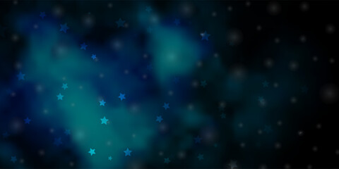 Dark BLUE vector template with neon stars.
