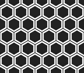 Abstract template background. Simple hexagon pattern with inner solid cells. Large hexagon shapes. Seamless tileable vector illustration.