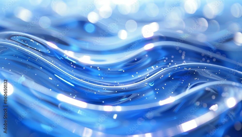 Wall mural a close up of a blue liquid with bubbles and waves. ai.