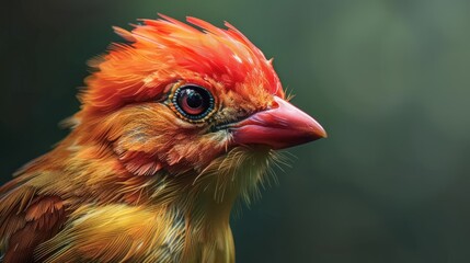 Fototapeta premium Close-up of a crimson-headed bird