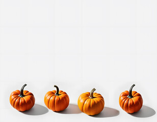 Obraz premium Pumpkins in a row on white background