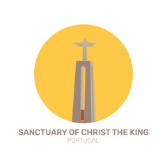 Simple illustration Sanctuary of Christ the King in Lisbon, Portugal. vector illustration.