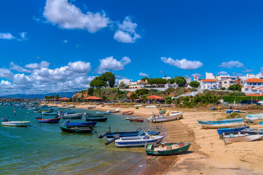 Alvor Portugal the Algarve town with boats between Portimao and Lagos