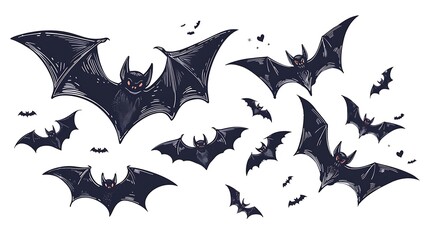 Naklejka premium halloween, moon, house, night, castle, bat, vector, pumpkin, silhouette, cartoon, autumn, holiday, haunted, illustration, horror, scary, tree, spooky, dark, bats, ghost, cat, art, design, october, wit