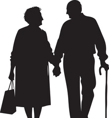 Grandfathers  vector, silhouette style and white background.
