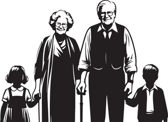Grandfathers  vector, silhouette style and white background.
