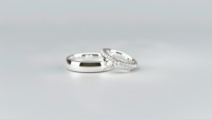 Wedding rings on white background : Generative AI
