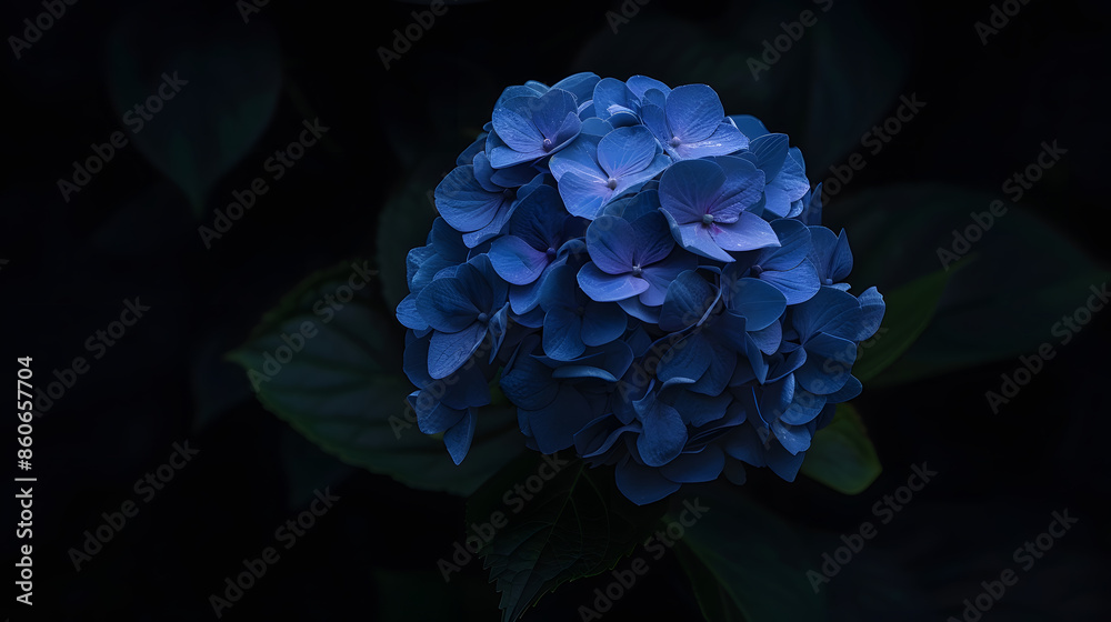 Poster hydrangea flower on a dark background closeup soft selective focus delicate floral background banner