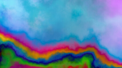 Fractal render, abstract fantasy background of colorful sky with colorful clouds