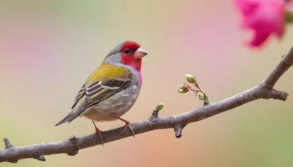 Fototapeta premium colourful tiny finch stands on a branch | Bird Photography