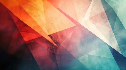 Vibrant abstract geometric background with overlapping triangles in cool-to-warm color gradient