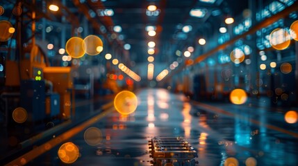 Obraz premium Blurred bokeh lights in an industrial setting