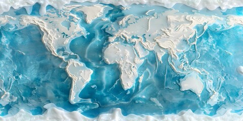 World map showing ocean currents and climate with ambient lighting overview. Concept Climate, Ocean Currents, World Map, Ambient Lighting, Overview