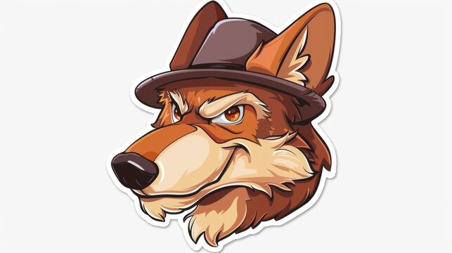 Cartoon wolf sticker in dunce hat