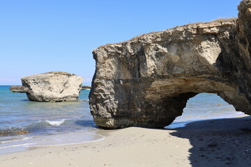 Picturesque seascape with cliffs in Salento coast, Italy