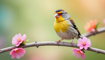 Obraz premium colourful tiny finch stands on a branch | Bird Photography