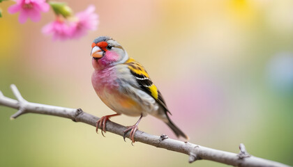 colourful tiny finch stands on a branch | Bird Photography