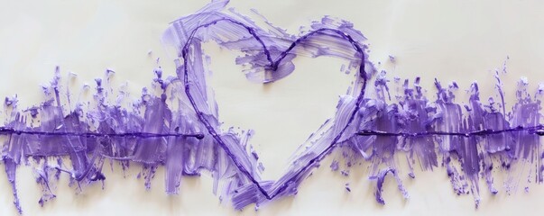 Soft strokes of lavender form an elegant heartbeat line, evolving into a heart shape, capturing the essence of friendship's vitality