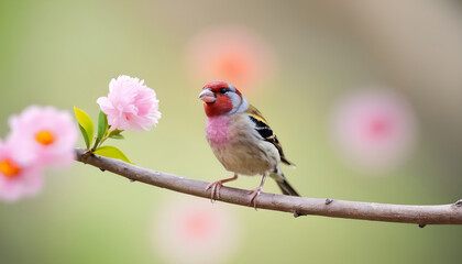 Fototapeta premium colourful tiny finch stands on a branch | Bird Photography