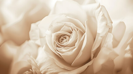 Beautiful white roses toned in sepia can use as wedding background Soft focus Retro style : Generative AI