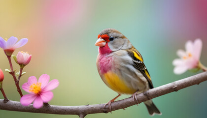colourful tiny finch stands on a branch | Bird Photography