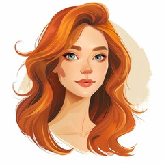 Beautiful Illustrative Portrait of a Redhead Woman with Freckles