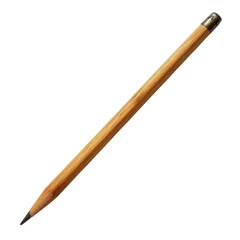 A close-up of a wooden pencil with a metal cap on transparent background. Perfect for education, writing, or stationery themes.