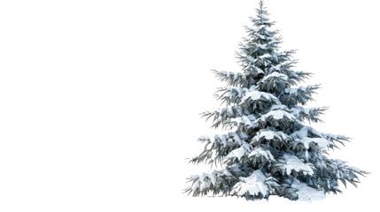 Coniferous tree with snow on a transparent background