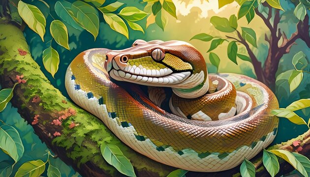 The Amazon tree boa is a member of the Boidae family of nonvenomous constrictors. Corallus genus boas are native to Central America, South America, and the West Indies.