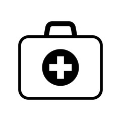 First aid box icon, medical briefcase icon.