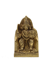 statuette of a queen of war deity with a sword and sheild worshipped by ancient tribes isolated