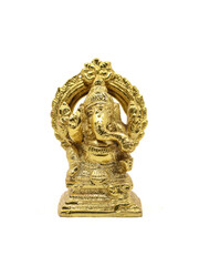 golden ganesha statue isolated on white background with clipping path.