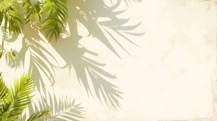 Palm leaf shadows on white wall