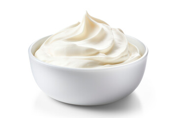 cream in a bowl  with shadow isolated on transparent background, png file