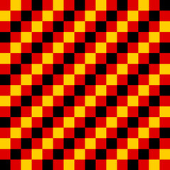 striking chessboard background design featuring squares in the colors of the German flag. This dynamic pattern, with bold black, red, and yellow hues, is perfect for cultural, educational, and artisti