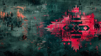 Aztec ink grunge print