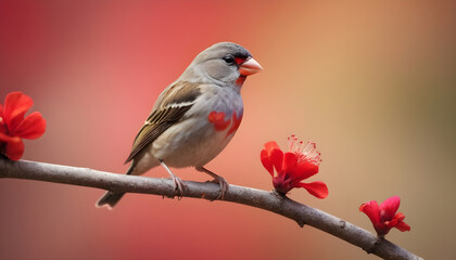 Obraz premium colourful tiny finch stands on a branch | Bird Photography