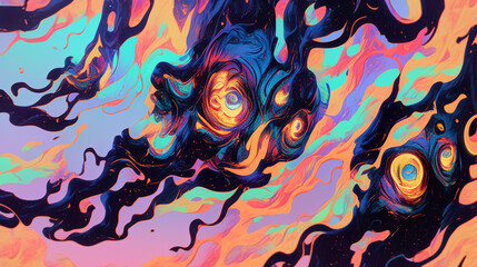 Abstract swirling paint pattern in vibrant colors