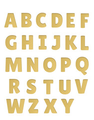 gold  3D vector english alphabet isolated on transparent background