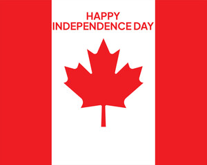 Canada Day Vector Illustration. Happy Canada Day Holiday Invitation Design. Red Leaf Isolated on a white background. Greeting card with hand drawn lettering.