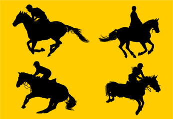 equitacion, carrera, pegatina, competencia, caballo, equestre, vectores, galope, yeguas, jinete