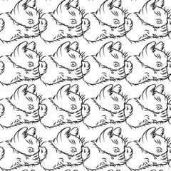 Fototapeta premium Cat in doodle style. Simple seamless pattern. Vector illustration.