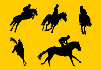 equitacion, carrera, pegatina, competencia, caballo, equestre, vectores, galope, yeguas, jinete © fergomez