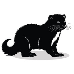 Mink silhouettes and icons. Black flat color simple elegant white background Mink animal vector and illustration.