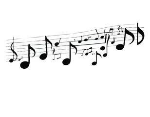 Vector illustration of musical notes on white background