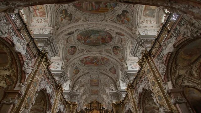 beautiful baroque interior of collegiate church of Schlierbach, Upper Austria