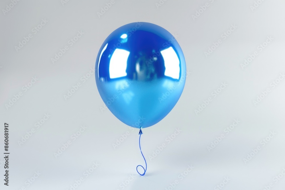 Poster A blue balloon floating in the air with a string attached