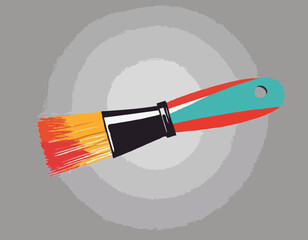 Three dimensional artist brush with glossy colourful painting