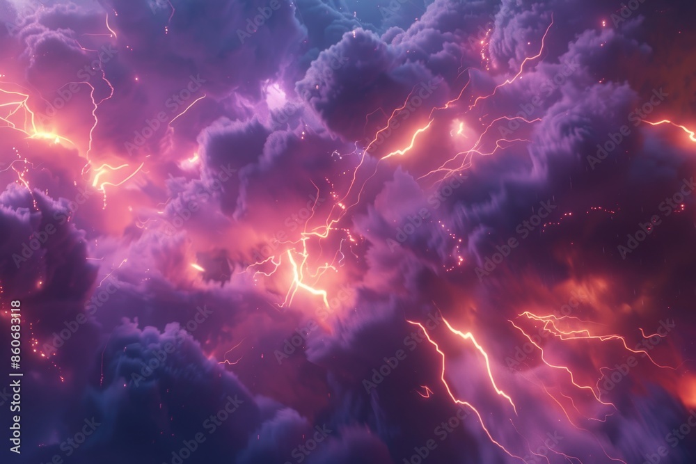 Poster A dramatic display of lightning illuminates the dark clouds, perfect for adding atmosphere to weather or nature-themed scenes