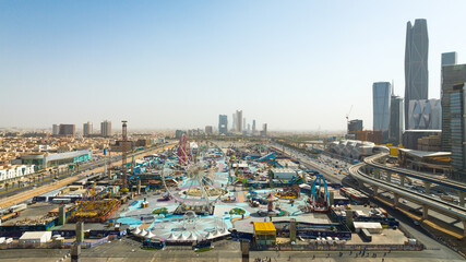 Obraz premium Stunning Aerial View of Riyadh: winter wonderland and King Abdullah Financial District